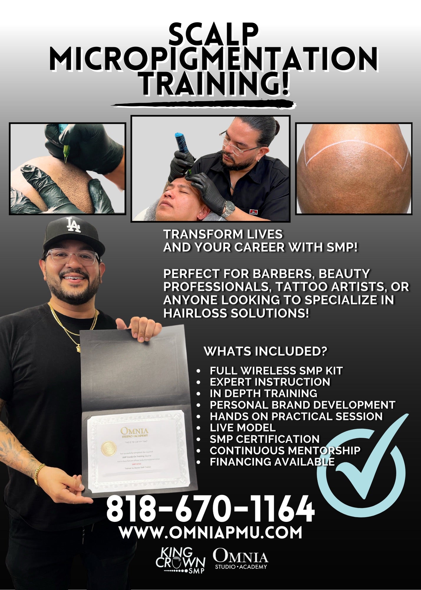 Scalp Micro Pigmentation (SMP)- In Person $1,999 | Deposit $500